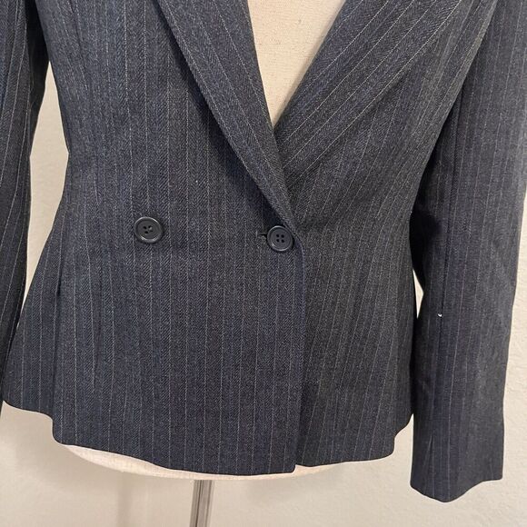 Vintage Peabody House Womens Size 7/8 Wool Blazer Grey Pinstripe Office Siren - Picture 4 of 9